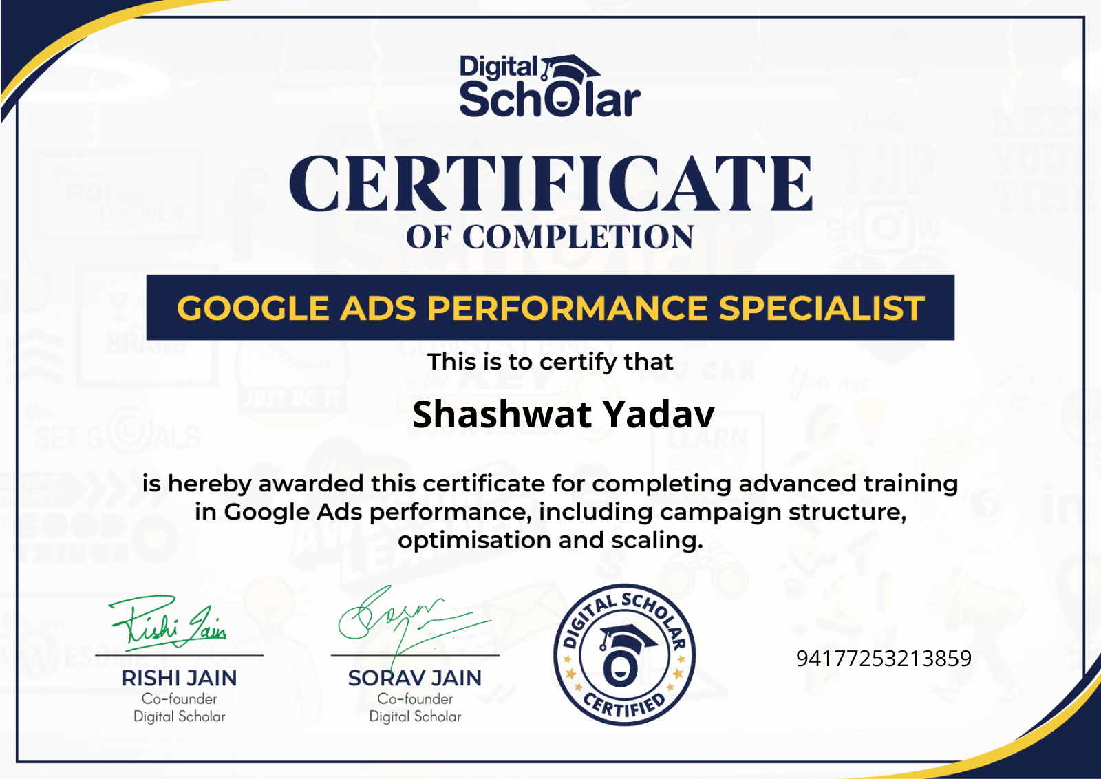Google Ads Performance Specialist certificate